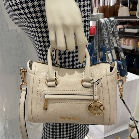 Michael Kors Carine Extra-Small Pebbled Leather Satchel Crossbody 
Light Cream - Picture 4 of 16